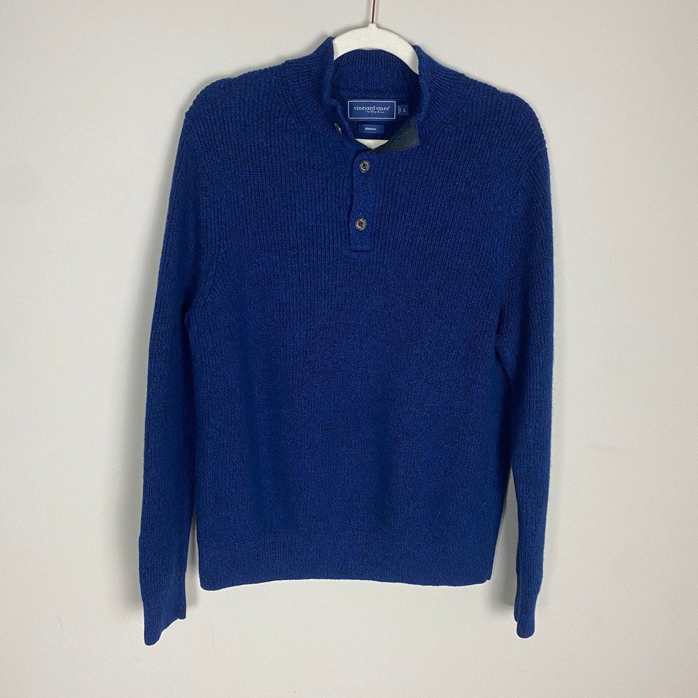 Vineyard Vines Oysterman Merino Wool Pullover Sweater Mens Large Ribbed Preppy